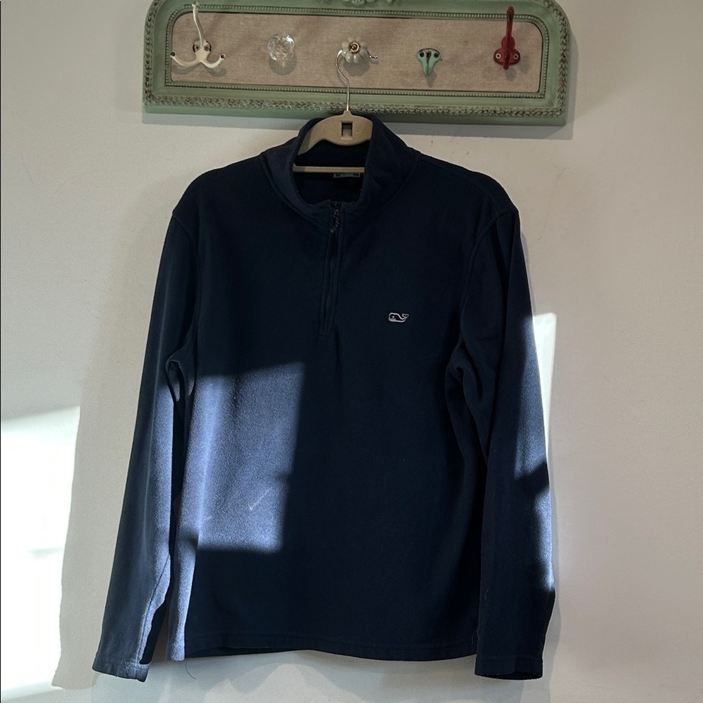 Vineyard Vines Fleece Quarter zip Navy blue pullover Sweater small